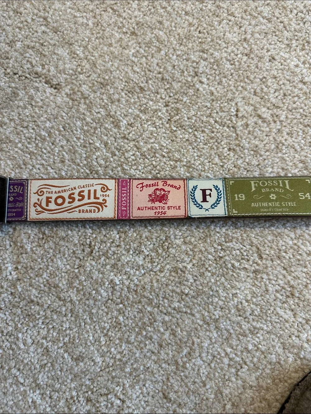 Vintage Fossil Patchwork Womens Leather Belt Size S